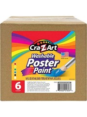 Washable Poster Paint Bulk 6 Count 4oz Bottles Assorted Colors