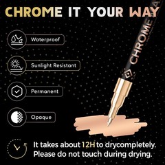 3Pcs Chrome Paint Markers, Permanent Mirror Liquid Chrome Pens for Plastic, M…