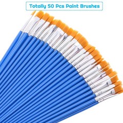 50 Pcs Flat Paint Brushes for Touch Up, Anezus Small 16.5cm x 0.6cm, Blue