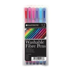 12 Washable Easynote Fibre Pens – Coloured Felt Tips Colouring Professional