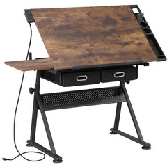 Adjustable Drafting Table for Artists – Drawing Table with Drawers & Outlet