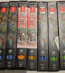 ARTEZA Professional Watercolor Pencils 9 Packs of 3 Pencils 5 Colors A404 A101