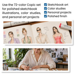 Copic Sketch Basic 72 Color Set Professional Dual Tip Art Markers Made in Japan