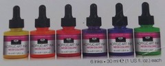 NOS Royal & Langnickel Essentials Acrylic Ink Neon Colours Set 6 x 30ml