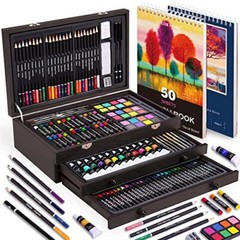 175 Piece Deluxe Art Set with 2 Drawing Pads, Acrylic Paints, Assorted Colors
