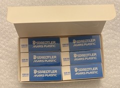 NOS Staedtler Mars Plastic White Vinyl Eraser 12 Pack 526 50