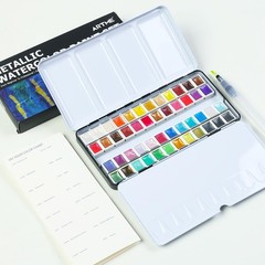 Metallic Watercolor Paint Set “ 48 Glitter Colors In A Metal Case With Palette F