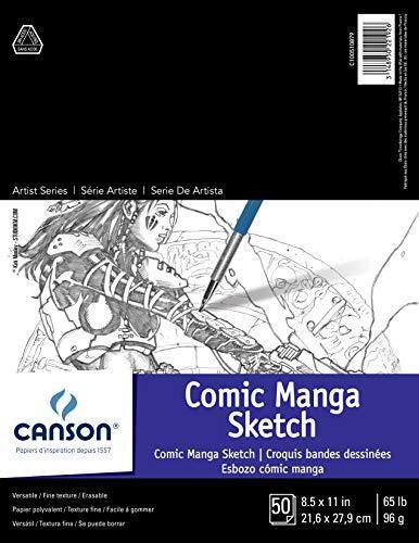 Canson Artist Series Comic Manga Sketch Pad, 8.5″ x 11″, Fold-Over Cover, 50