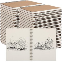 6 Pcs A4 Spiral Sketch Pad 8.5″x11″ 100 Sheet Blank Notebook Art Drawing Journal