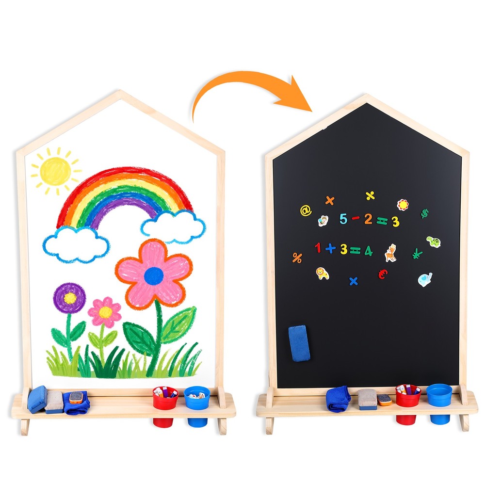 Wooden Art Easel for Kids,Double Sided Adjustable Magnetic Drawing Board | Kids