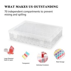 Diamond Painting Storage Containers with Lids – 70PCS Portable Transparent 70