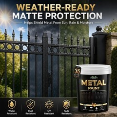 High Coverage 35 Fl Oz Rust Preventive Black Paint for Metal Furniture & Gates
