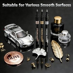 Hotu Silver Chrome Paint Markers 3 Pack Liquid Mirror Chrome Paint Pens 0.7Mm
