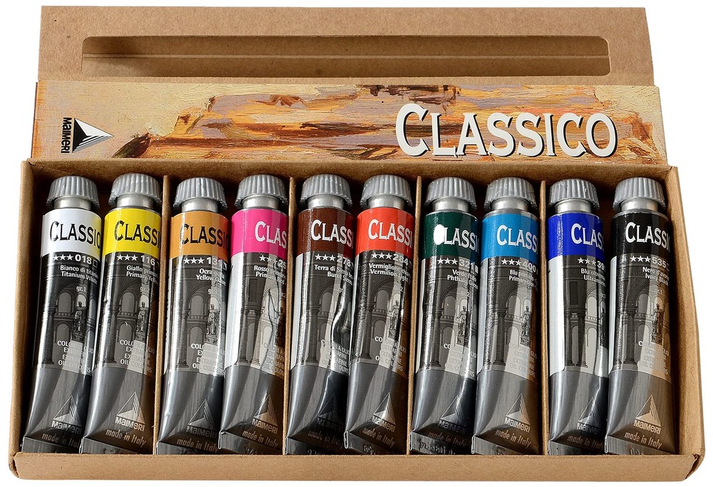 Classico Fine Art Oil Paint Set Assorted Colours 10x20ml Tubes