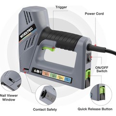 WORKPRO Electric Corded 4 in 1 Nail Gun Stapler w/3000PCS Staples and Nails NEW