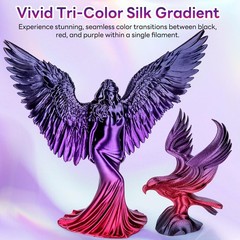 dikale Silk Gradient Color PLA+ 3D Printer 250g, Red-black-purple