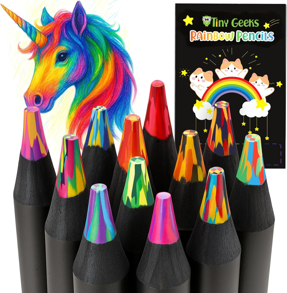 12 Rainbow Colored Pencils – Rainbow Crayons – Multi Colored Pencils – Art Suppl