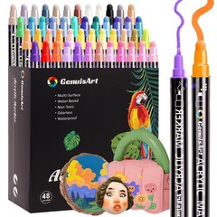 48 Colors Dual Tip Acrylic Paint Pens Markers, Premium Painting Markers Stock…