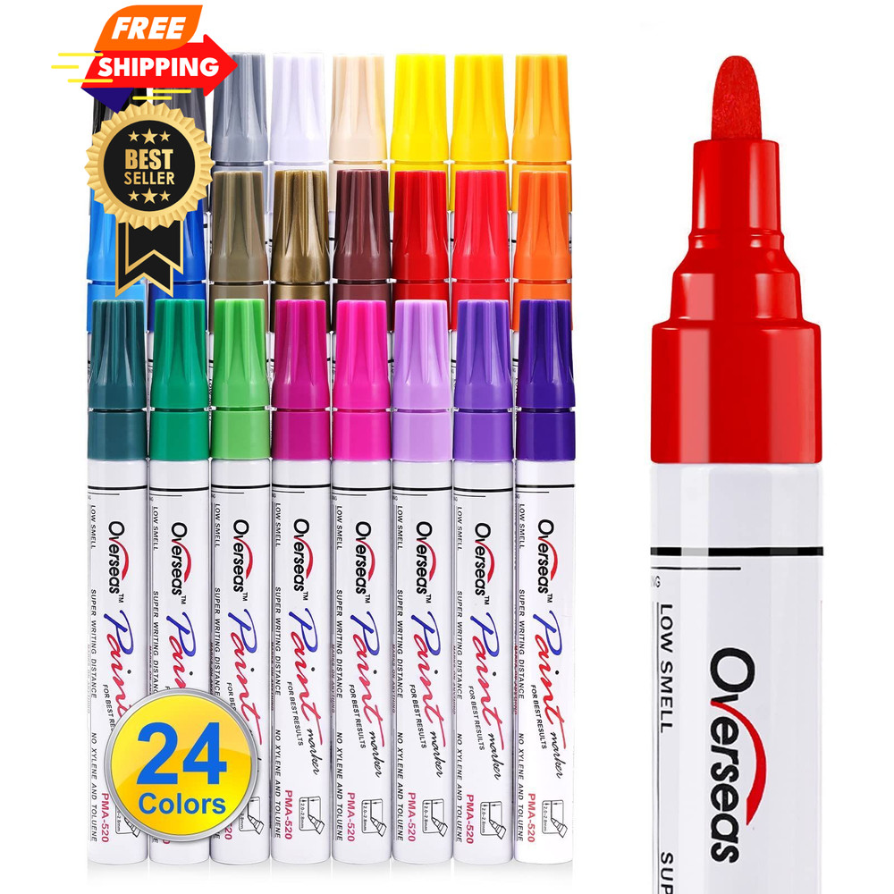 Overseas Paint Marker Pens – 24 Colors 1 Count (Pack of 24), Multicolor