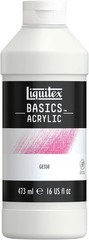 Quality BASICS Gesso Medium for Acrylic Paint – 16-oz Chip Resistant Bottle
