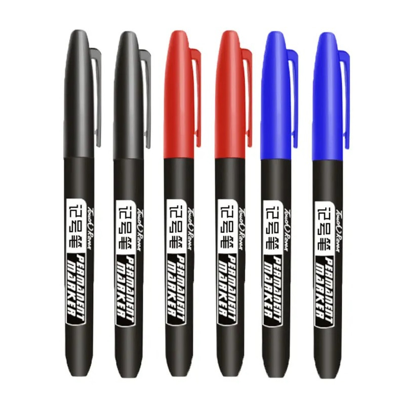 6pcs Permanent Marker Pen Set Waterproof Ink Sketch Drawing Markers – NEW