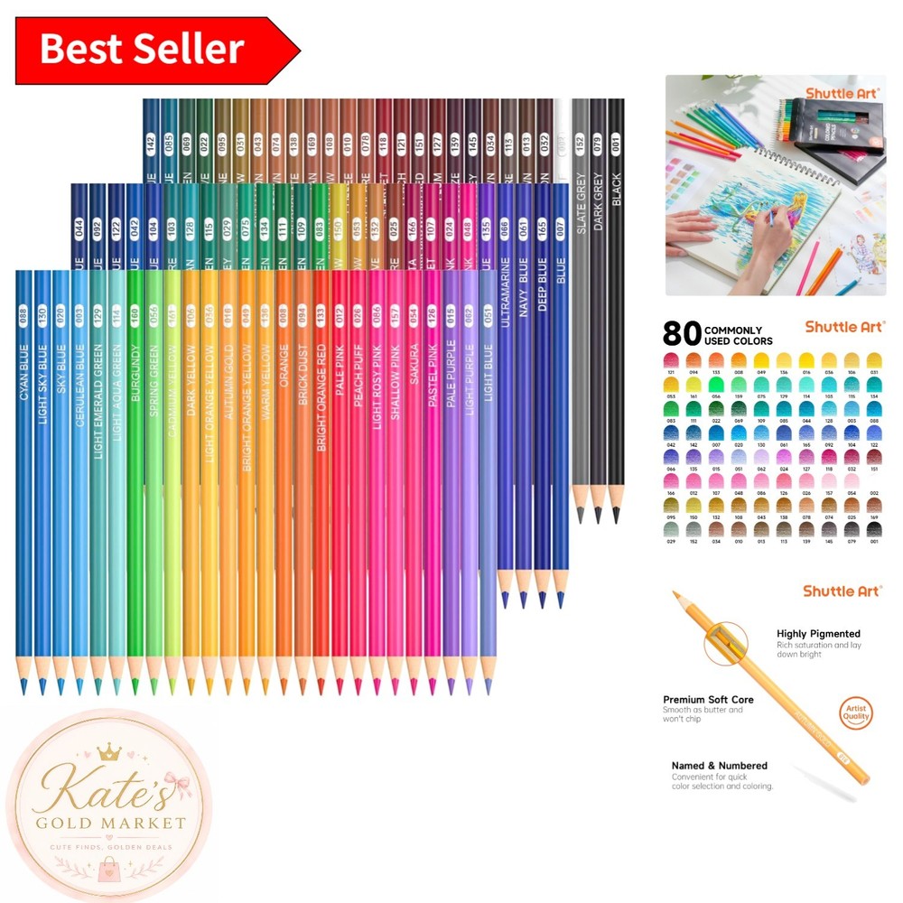 Blendable 80 Colored Pencils in Sturdy Case – Perfect for Artists