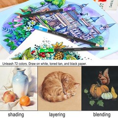 72-Color Colored Pencils for Adult Coloring Books, Soft Core, Back to School
