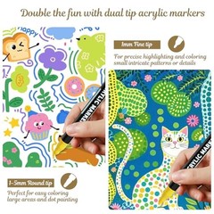 Dual Tip Acrylic Paint Markers, Dot & Fine Tip Acrylic Paint Pens 30 Colors