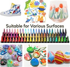 30 Colors Acrylic Paint Markers, Dual Tip Fine and Brush Tips for Detailed Art,