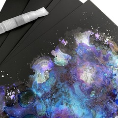 Pixiss Black Alcohol Ink Paper – 25 Sheets Heavy Weight Art Paper for Alcohol…