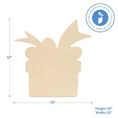 Gift Box Wood Cutouts 12″, Unfinished Wood Door Hanger Craft/Decor | Woodpeckers