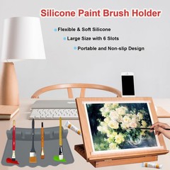 2 PCS Silicone Paint Brush Holders Organizer Stand 6 Slots Watercolor Acrylic
