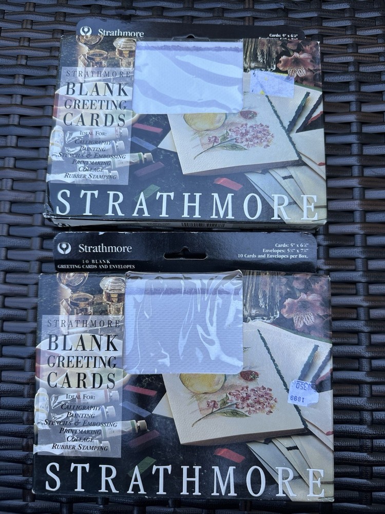 Lot Of 2 Strathmore Blank Greeting Cards Envelopes 20 Pack 1992 Palm Beach White