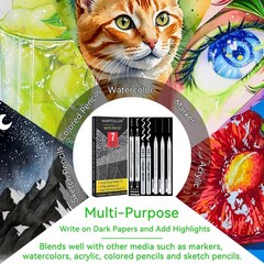 White Pens Set, 05/08/10mm Assorted Tip Opaque White Gel Pens Dual-Tip Acryli…