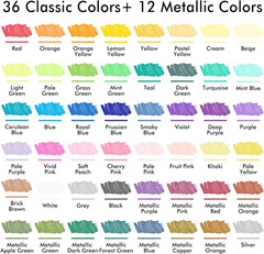 48 Colors Dual Tip Acrylic Paint Markers, Brush Tip and Fine Tip