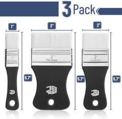 Bates- Flat Paddle Paint Brush Set, 3 Pack, Nylon Bristles Painting Brushes, Erg
