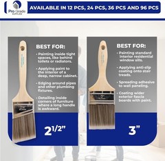 Paint Brushes Pro-Grade 2pc Synthetic Bristle Wood Handle Acrylic Oil Latex Set