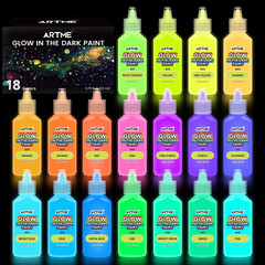 Glow in the Dark Paint, 18 Bright Colors 22Ml/0.75Oz Blacklight Paint Set, Neon