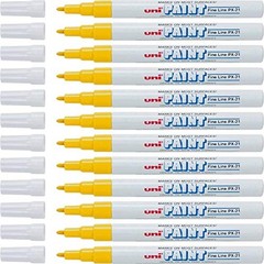 12 PCS UniPaint 63705 PX21 OilBased Paint Marker Fine Point Yellow Pen