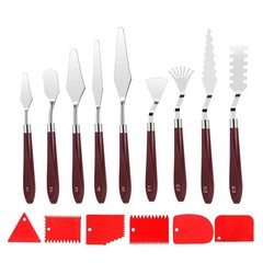 Rust-Resistant Artist Palette Knives Set 15pcs Wood Handle for Canvas Acrylic