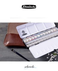 SCHMINCKE Horadam Watercolor Ltd Edition 12 Half Pans Gift Set with leather bag