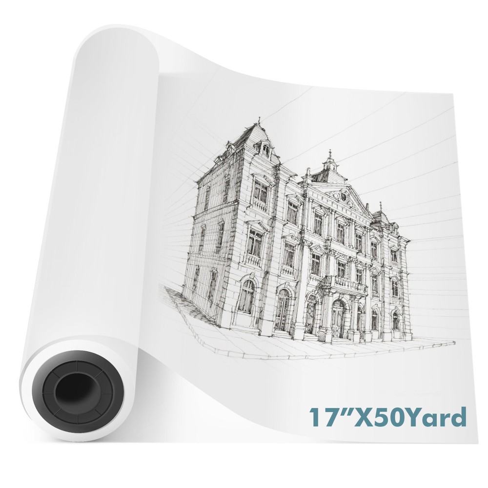 Koala Tracing Paper Roll for Drawing, Sewing, Sketching, 17 in X 50 yd, 50gsm