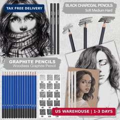 PANDAFLY 80 Pack Drawing Set Sketching Kit, Pro Art Supplies with 3-Color Sketch