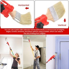 Multi-Angle Paint Brush Extender with Brush, 1.54 inches, Red+wood