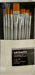 10Pc Gold Taklon Brush Set for Acrylics, Watercolor and Tempera 1825-3526