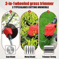 Cordless Electric Weed Wacker Portable Grass Trimmer with 3 Blade Types and 2 Hi
