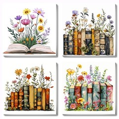 4 Pack Book Paint by Numbers Kit for Adults Beginner,DIY Easy Flower JA-10-1