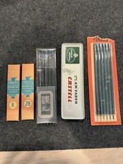 Vintage Art Supplies, Turquoise Drawing Leads, Ruwe Pencils, Castell, Craftint