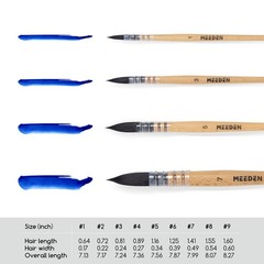 MEEDEN Watercolor Brushes Professional – 4 Pack of 4, Natural Wood Tone