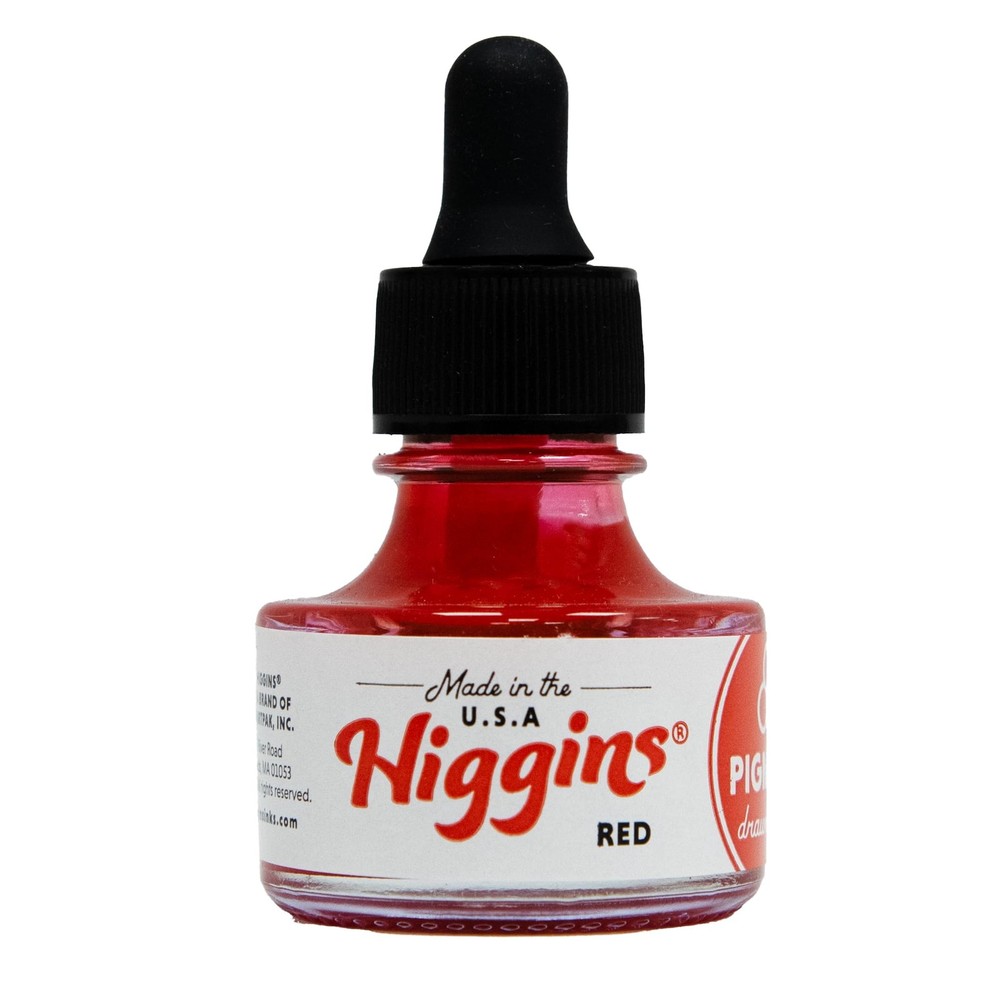 Higgins Red Pigmented Drawing Ink for Artists & Students, 1oz Glass Bottle HIG44